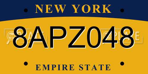 8APZ048 New York License Plate