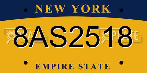 8AS2518 New York License Plate