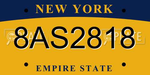 8AS2818 New York License Plate