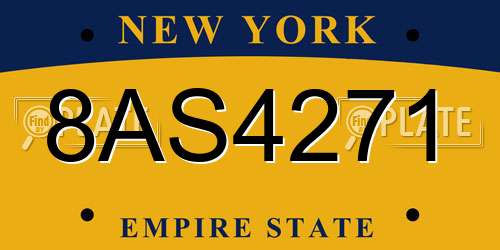 8AS4271 New York License Plate