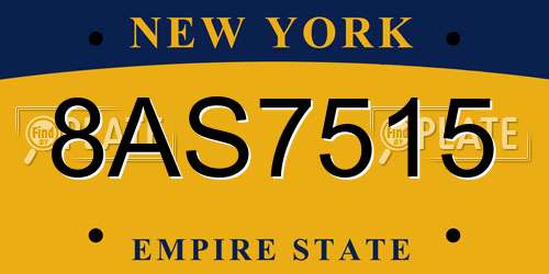 8AS7515 New York License Plate