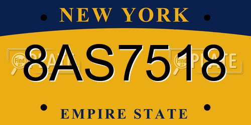 8AS7518 New York License Plate