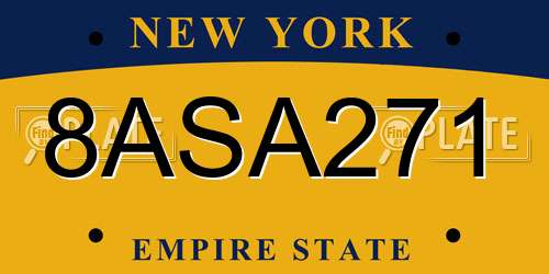 8ASA271 New York License Plate
