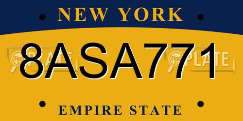 8ASA771 New York License Plate