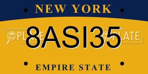 8ASI35 New York License Plate