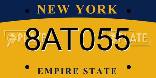 8AT055 New York License Plate