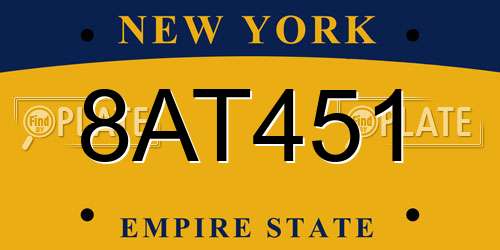 8AT451 New York License Plate