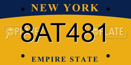 8AT481 New York License Plate