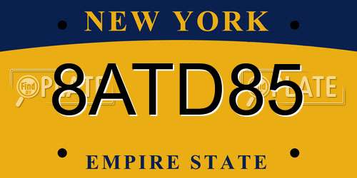 8ATD85 New York License Plate