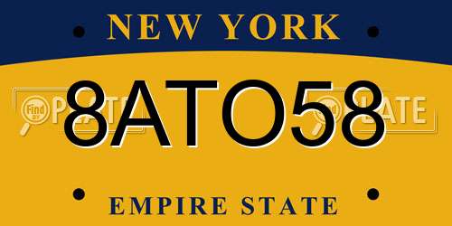 8ATO58 New York License Plate