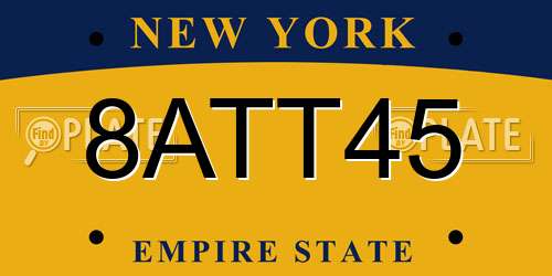 8ATT45 New York License Plate