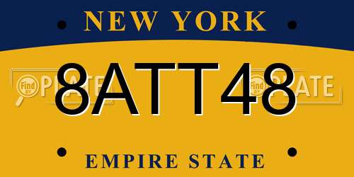 8ATT48 New York License Plate
