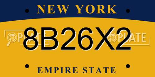8B26X2 New York License Plate