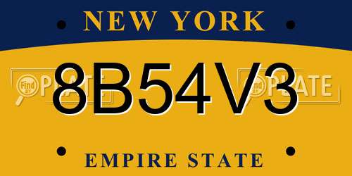8B54V3 New York License Plate