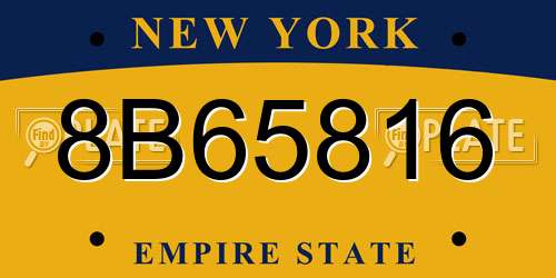 8B65816 New York License Plate