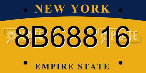 8B68816 New York License Plate