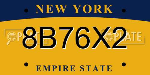 8B76X2 New York License Plate