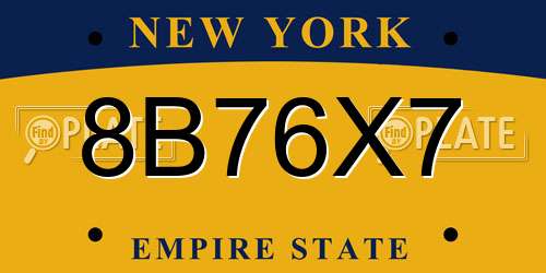 8B76X7 New York License Plate