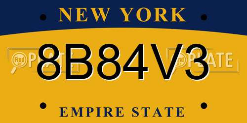 8B84V3 New York License Plate