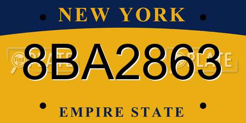 8BA2863 New York License Plate