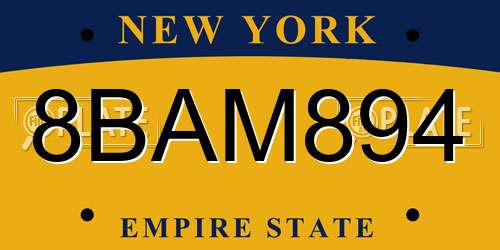 8BAM894 New York License Plate