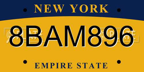 8BAM896 New York License Plate