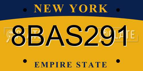 8BAS291 New York License Plate