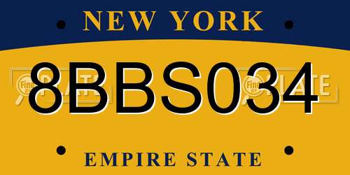 8BBS034 New York License Plate