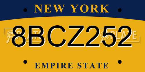 8BCZ252 New York License Plate