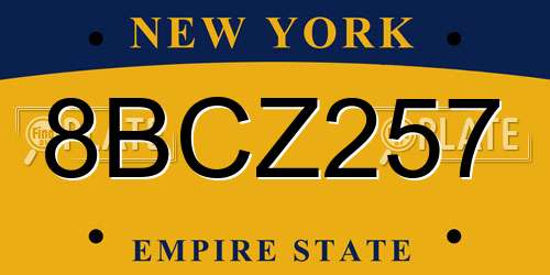8BCZ257 New York License Plate