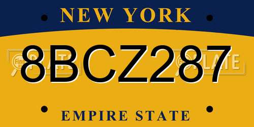 8BCZ287 New York License Plate
