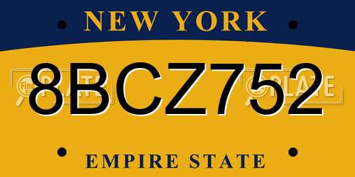 8BCZ752 New York License Plate
