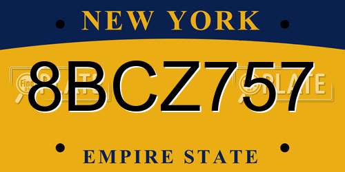 8BCZ757 New York License Plate