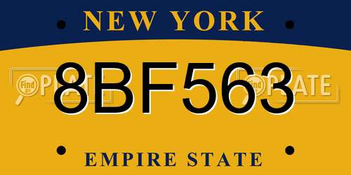 8BF563 New York License Plate