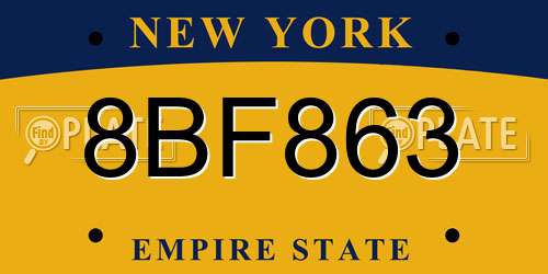 8BF863 New York License Plate