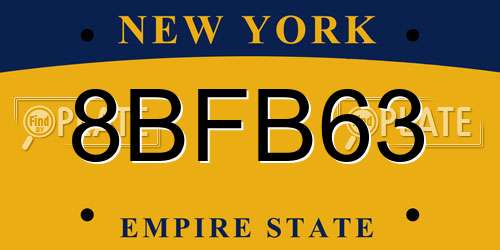 8BFB63 New York License Plate