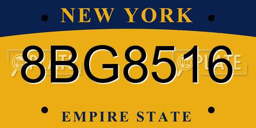 8BG8516 New York License Plate