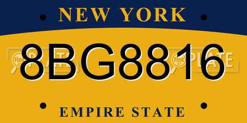 8BG8816 New York License Plate