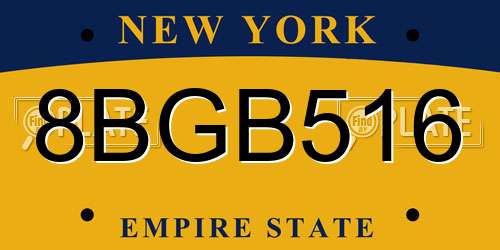 8BGB516 New York License Plate