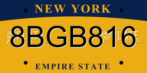 8BGB816 New York License Plate