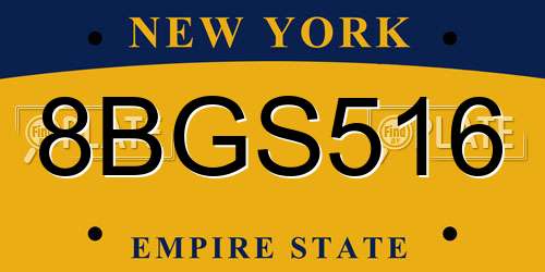 8BGS516 New York License Plate