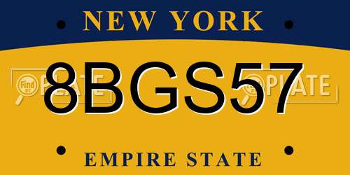 8BGS57 New York License Plate