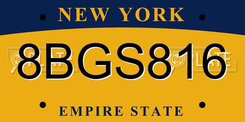 8BGS816 New York License Plate