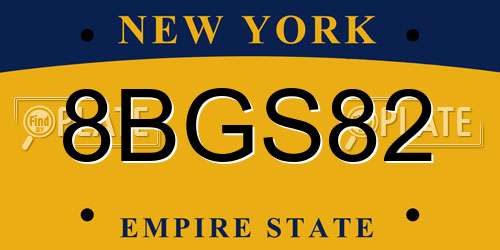 8BGS82 New York License Plate