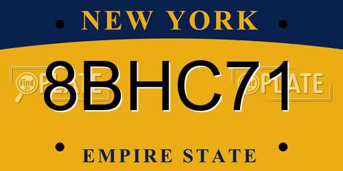8BHC71 New York License Plate