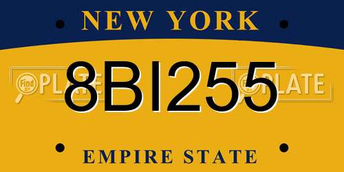 8BI255 New York License Plate