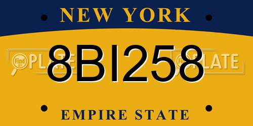 8BI258 New York License Plate