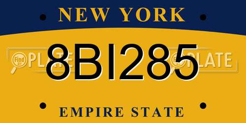 8BI285 New York License Plate
