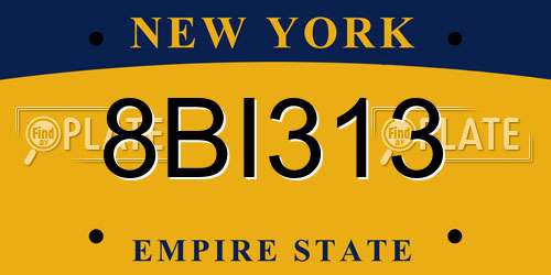 8BI313 New York License Plate