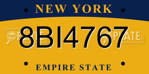 8BI4767 New York License Plate